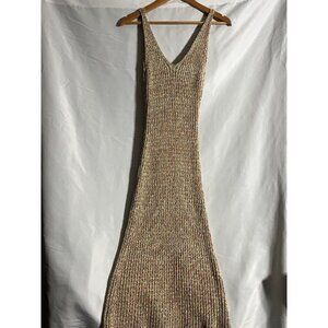 Lush Knit Crochet Beachy Boho Festival Colorful Maxi Tank Dress M O1